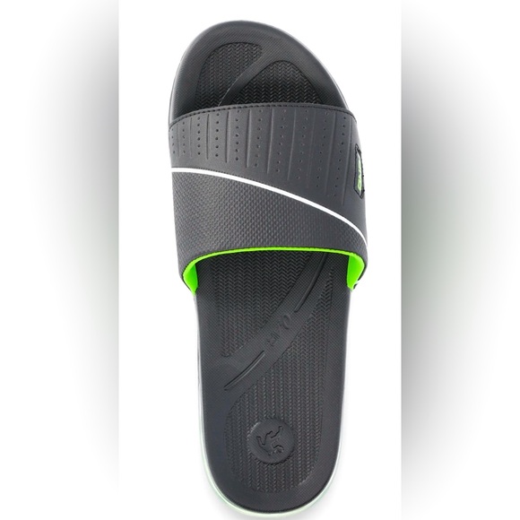 Men's Black and Green Slide Sandals - Picture 1 of 4